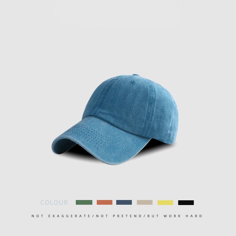 Light blue cotton baseball cap with traditional six-panel construction