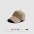 Khaki cotton baseball cap with distressed casual appearance