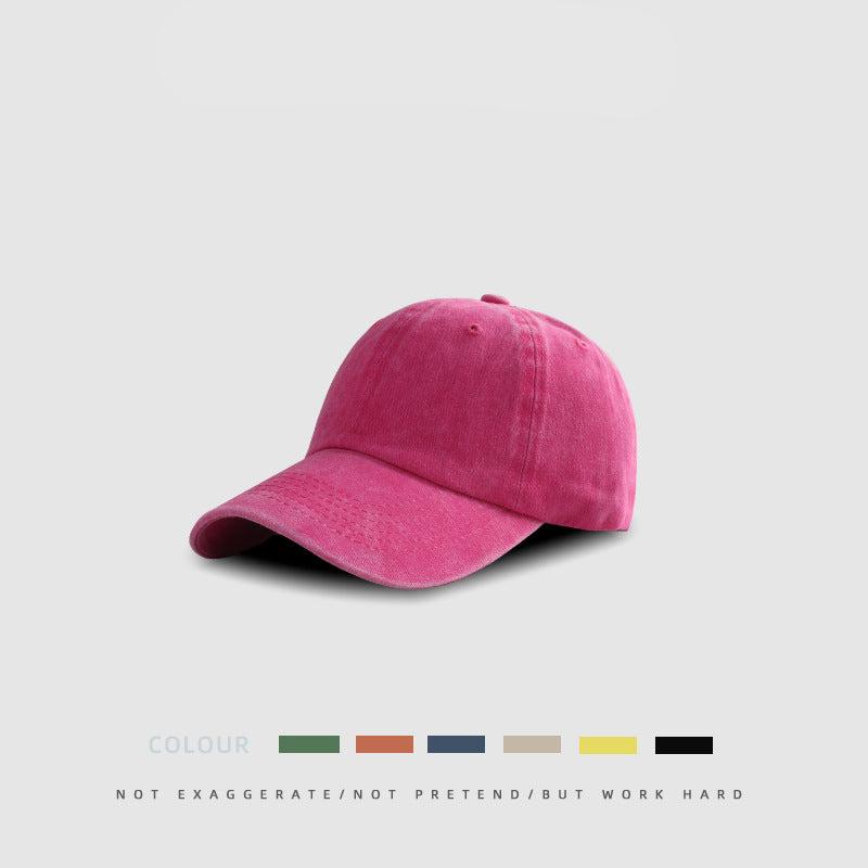 Rose pink cotton baseball cap with vintage washed appearance