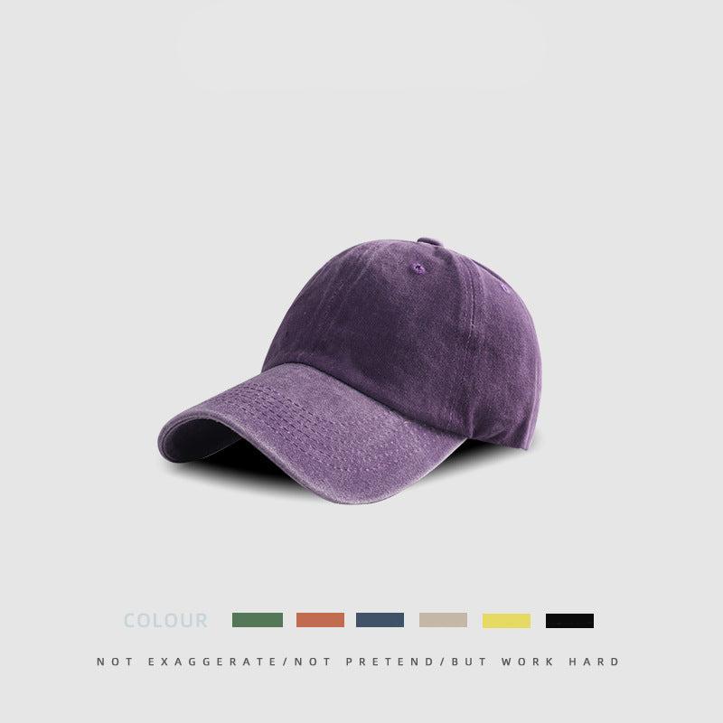 Deep purple cotton baseball cap with relaxed unstructured crown