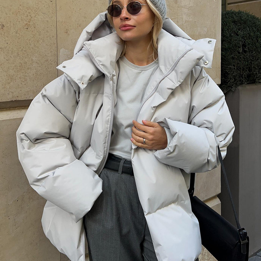 Oversized Winter Puffer Jacket with High Neck