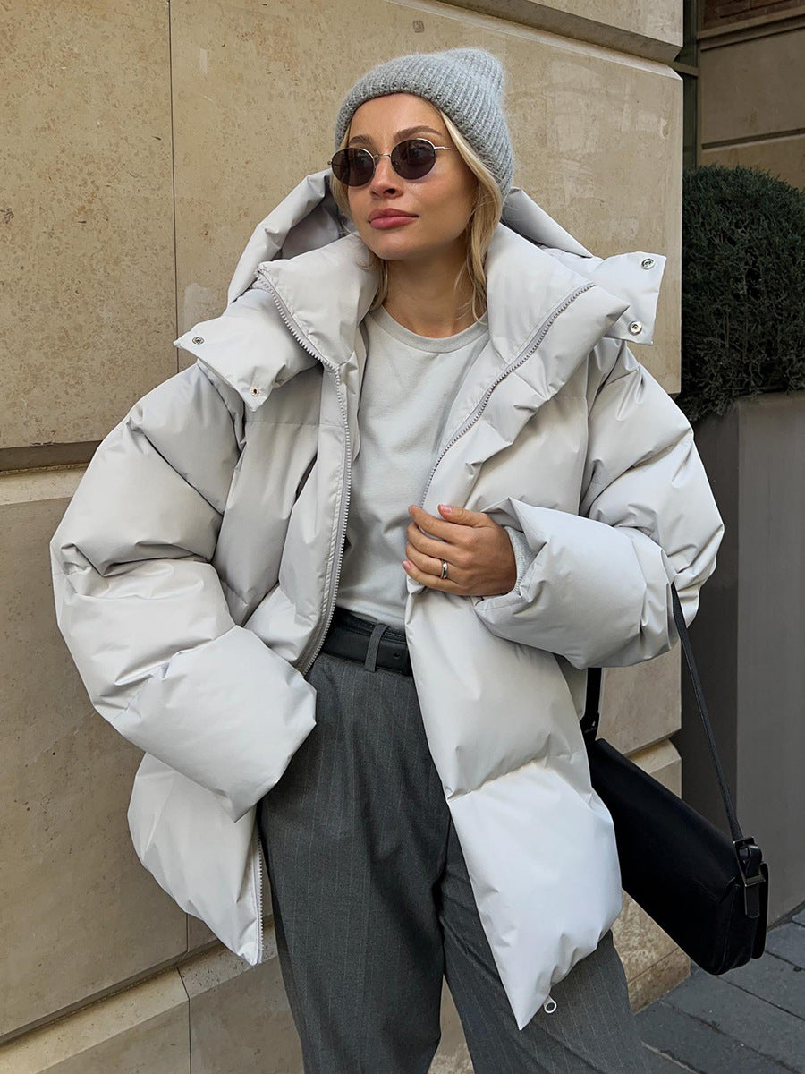 Oversized Winter Puffer Jacket with High Neck