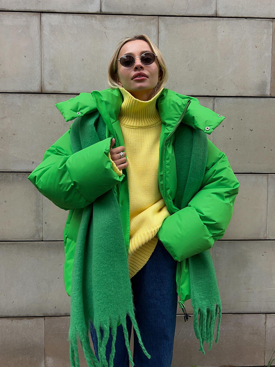 Oversized Winter Puffer Jacket with High Neck
