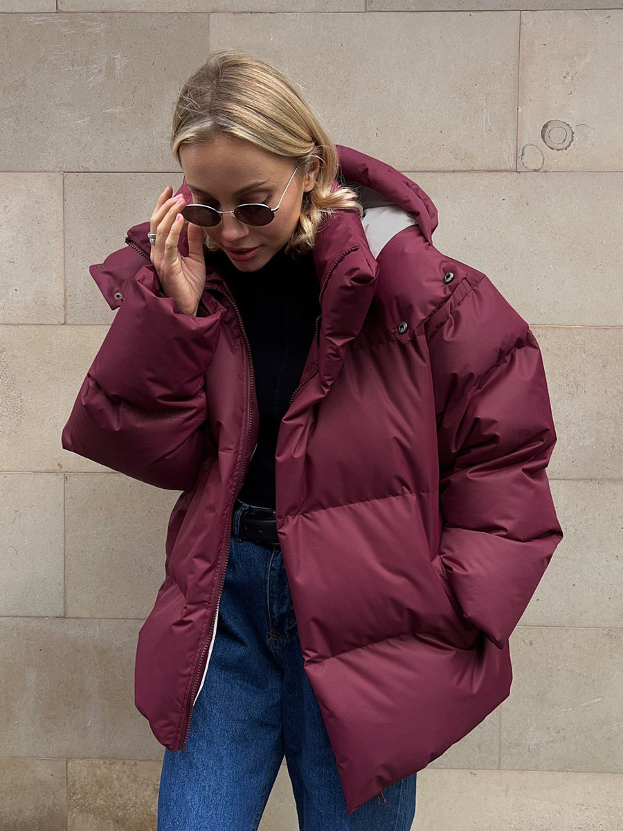 Oversized Winter Puffer Jacket with High Neck