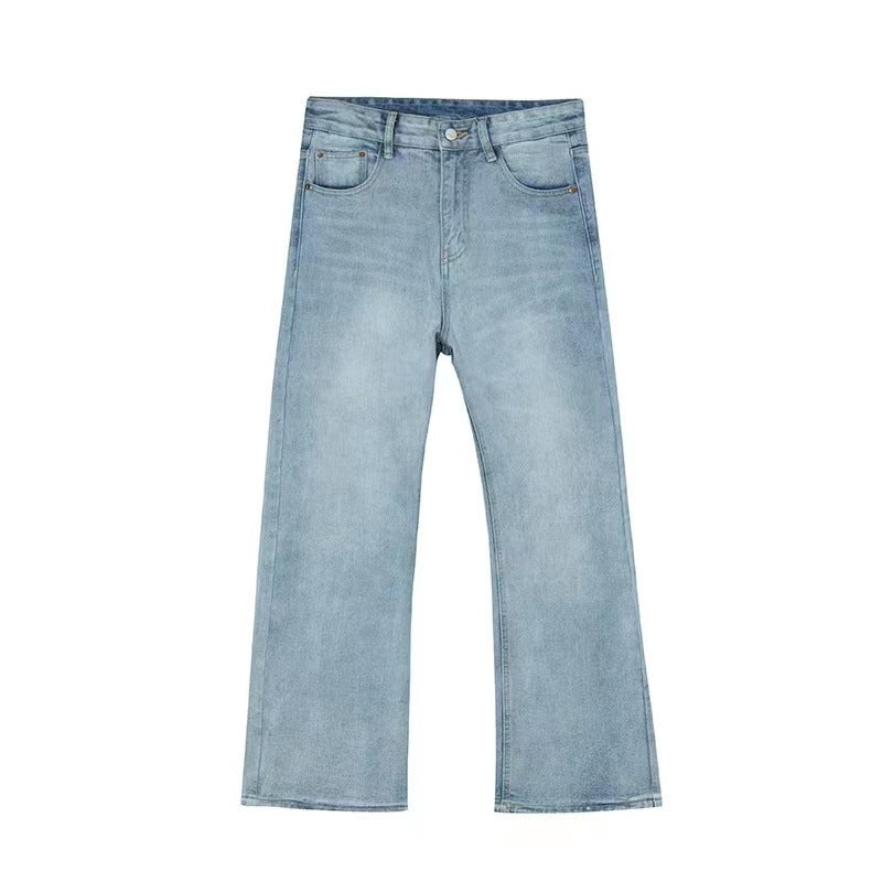 Light blue wide-leg denim jeans with relaxed, contemporary fit
