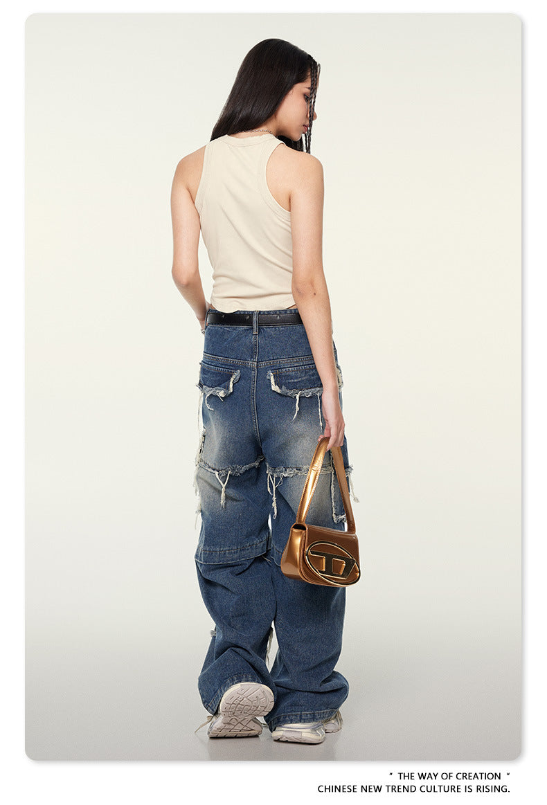 Back view of off-white tank top showing straight cut design