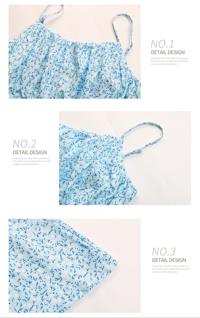 Detailed shots of the dress’s ruched bodice, adjustable straps, and lightweight fabric, emphasizing its design features