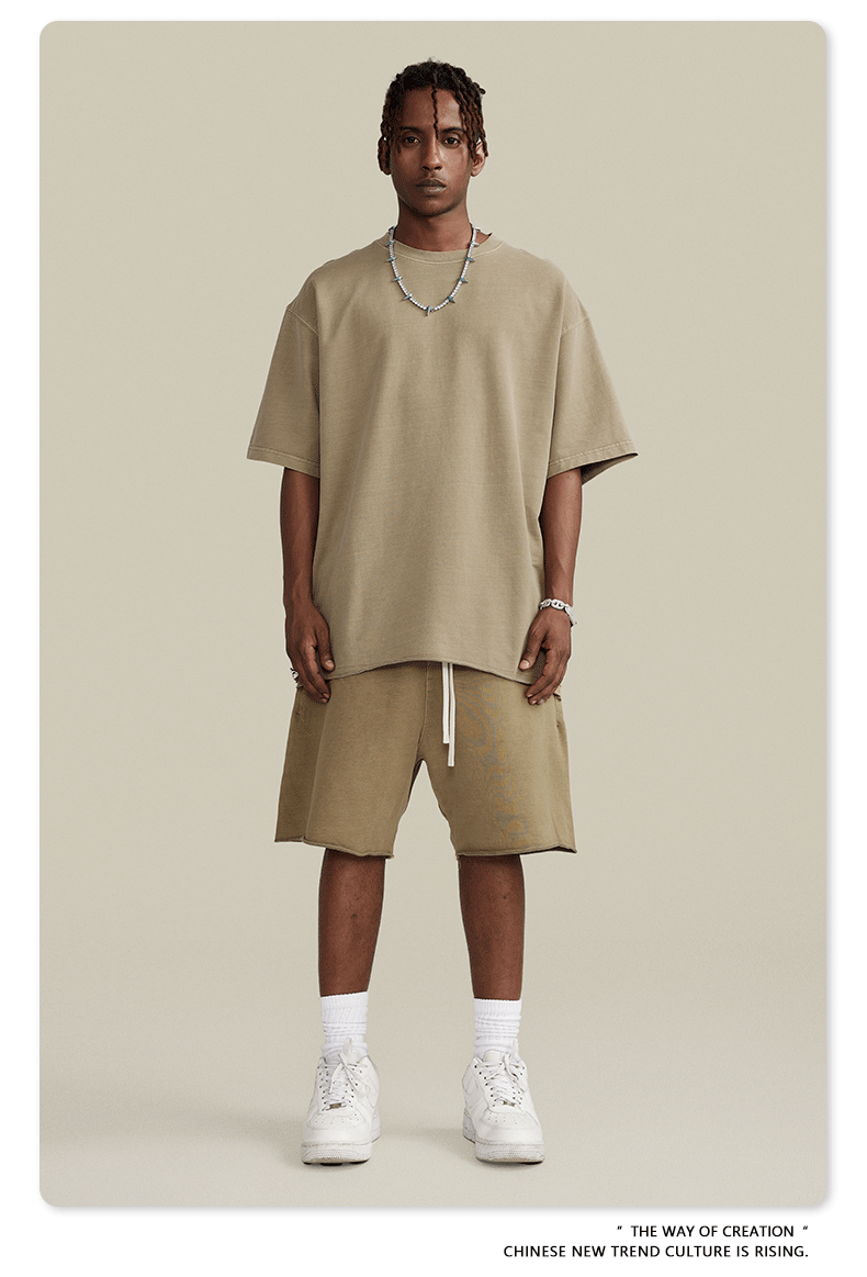 Premium Raw Edge Washed Cotton Shorts