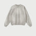 Product shot of light grey crewneck sweatshirt with ribbed collar and cuffs, showing relaxed fit
