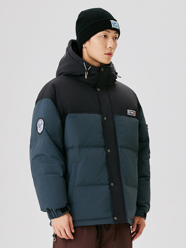 Mountain Logo Two-Tone Puffer Jacket