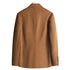 The back view of the camel blazer showing the tailored center seam