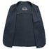 Interior view of navy GFJFRIN blazer showing lining, inner pockets and embroidered brand logo on back panel