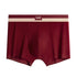 Burgundy men's boxer briefs with 'LUCK' logo and cream stripe waistband against white background