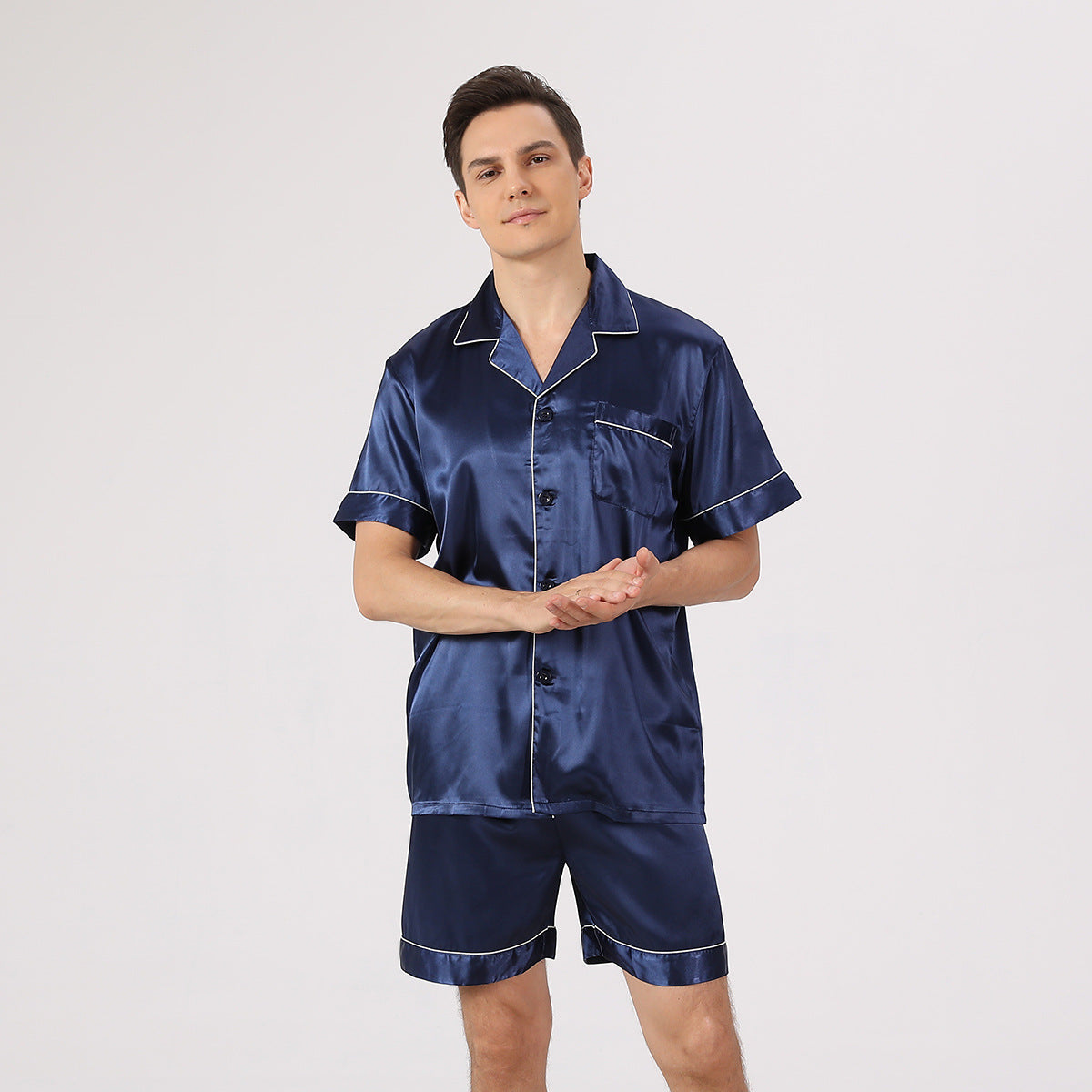 Men's Short Sleeve Silky Pajama Set