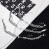 Three silver chain bracelets with cross pendants in different sizes (17cm, 19cm, 21cm) displayed on a white and black background with printed text.