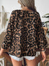 Back view leopard print top women’s V neck loose fit half sleeve blouse