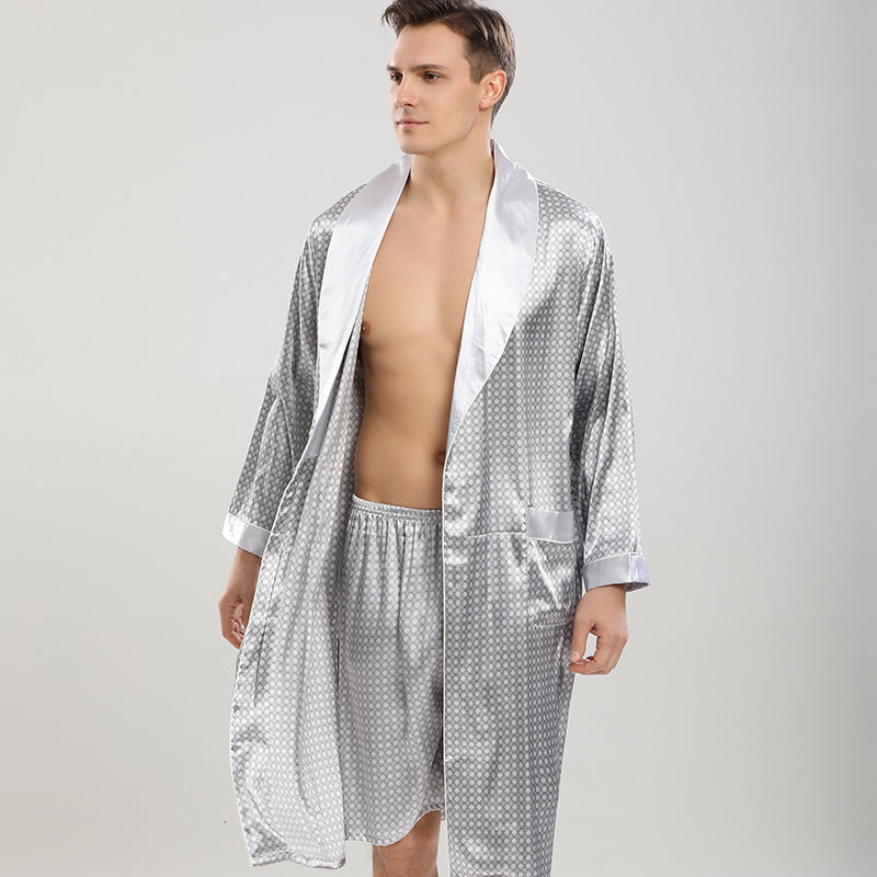 Men's Premium Geometric Print Loungewear | Robe & Shorts Set