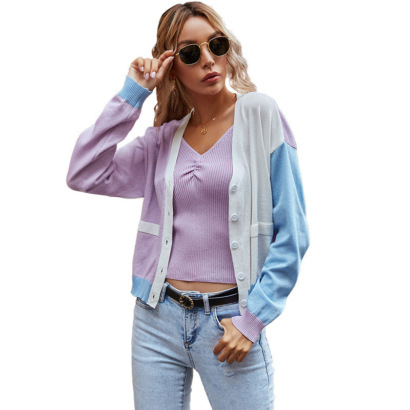 Pastel Colorblock Button-Up Cardigan - Soft and Stylish Layer