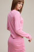 Back view of pink women’s long sleeve tee showing soft cotton texture
