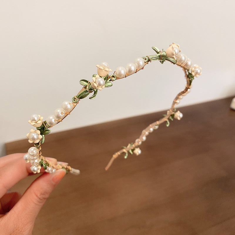 White Headband with Gold Chain Accent Gold Chain and White Flower Headband - Etsy main image 3