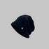 Black beanie with relaxed fit and brand emblem, ideal for casual wear