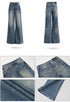 Back view full-body shot of low rise jeans with V-yoke and faded pockets