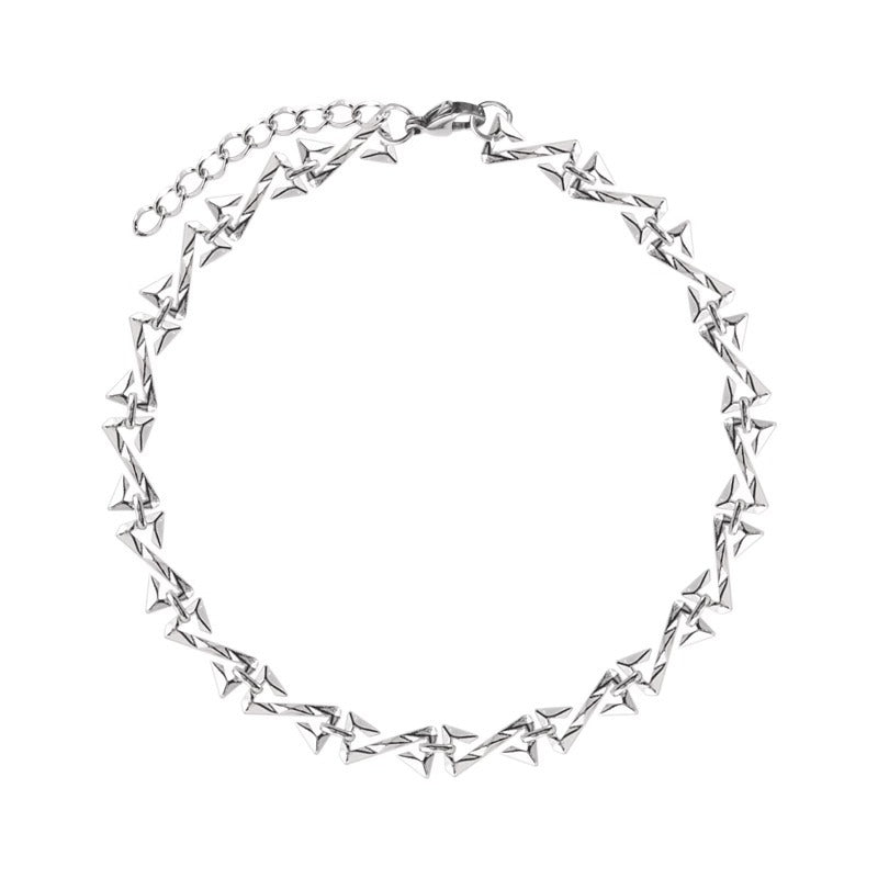 Silver chain necklace with Lightning Bolt pattern