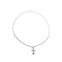 Full-length view of box chain necklace with cross pendant on white background