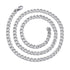 Classic silver curb chain necklace with lobster clasp closure laid flat on white background