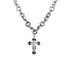 Silver chain necklace with rhinestone-studded cross pendant