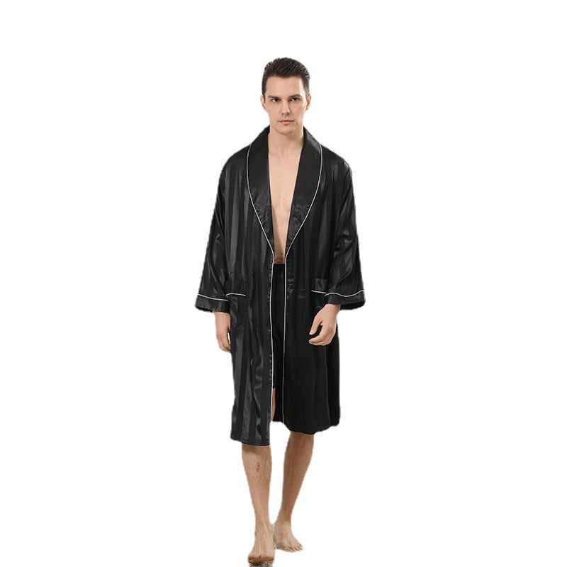Men's Luxury Striped Long Hotel Robe