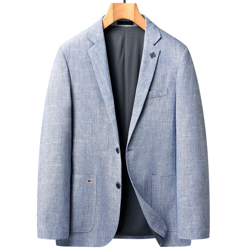 Blazer de mezcla de lino para hombre | Chaqueta informal de negocios ligera y transpirable
