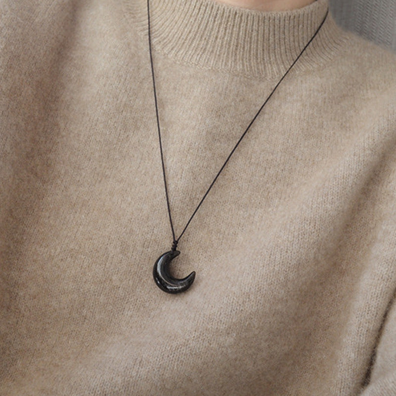 Pearlescent Moon Black & White Chain Necklace
