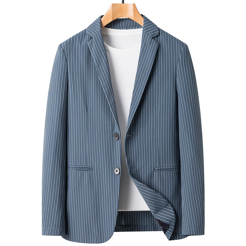 Men's Pinstripe Two-Button Fitted Blazer | Spring/Summer Smart Casual Jacket