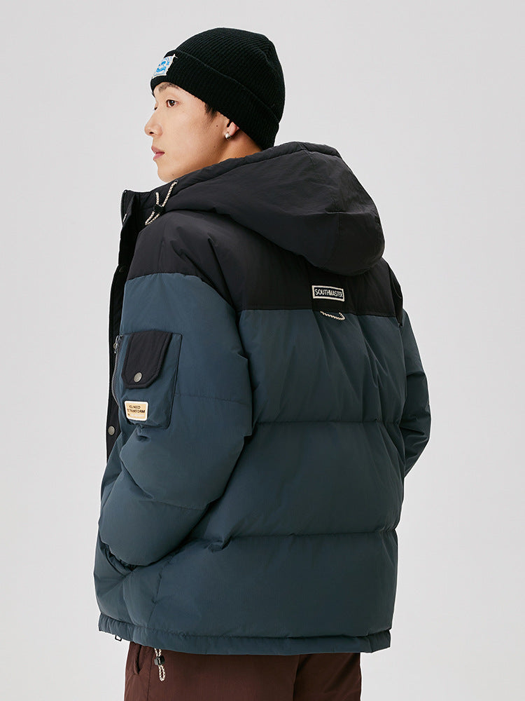 Mountain Logo Two-Tone Puffer Jacket
