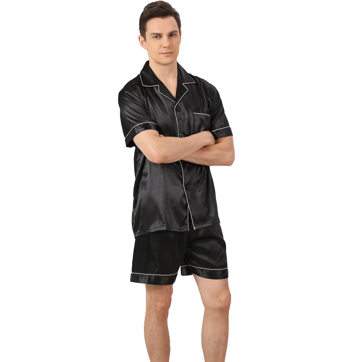 Men's Short Sleeve Silky Pajama Set
