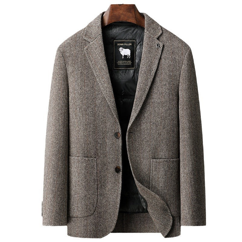 Blazer de lana con relleno de plumas para hombre | Chaqueta de negocios de invierno