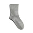 A single heather gray crew sock displayed against white background, showing textured knit construction and mid-calf length