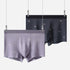 Navy and lavender men's boxer briefs with bicycle print displayed hanging, product showcase