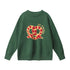 Product shot of green knit sweater with pretzel motif and ribbed trim