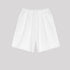 White distressed sweatshorts with elastic waistband and drawstring