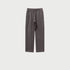 Olive brown sweatpants with elastic waistband, drawstring and side pockets displayed on light gray background