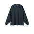 Black-navy oversized sweatshirt with crew neck, dropped shoulders and ribbed cuffs on white background