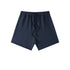 Navy blue cotton shorts with elastic waistband and drawstring, shown flat against white background