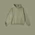 Light neutral gray hoodie with ribbed cuffs and kangaroo pocket on light background