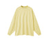 Pale yellow oversized sweatshirt with crew neck and drop shoulders on white background