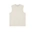 Cream/off-white sleeveless muscle tee with crew neck displayed flat on white background