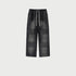 Black brushed cotton sweatpants featuring white drawstrings and relaxed straight-leg silhouette