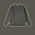 Olive gray crewneck sweatshirt with ribbed collar, cuffs and hem displayed against matching gray background
