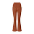 Terracotta flared yoga pants featuring high waist and curved seam details, displayed on white background